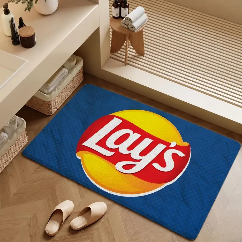 Food Lay's Potato Chips Salt Vinegar Floor Mat Soft Flannel Entrance Doormat Non-Slip Washable Rug For Bedroom Home Decor