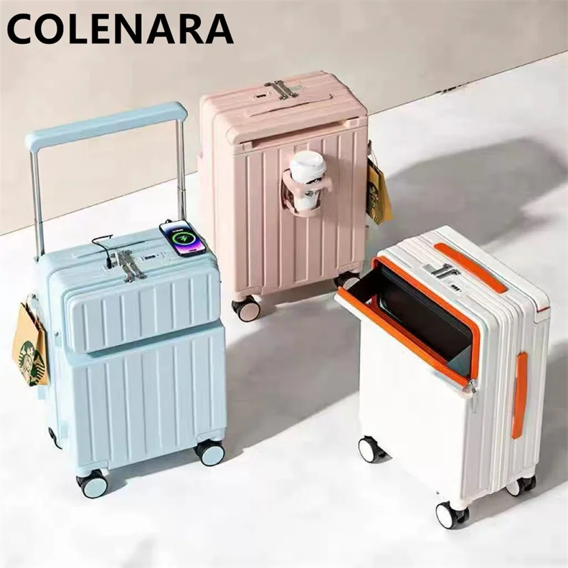 

Чемодан COLENARA высокого качества, 20-дюймовый чемодан для ручной клади с передним открытием, 24-дюймовый многофункциональный женский чемодан-тележка для ноутбука