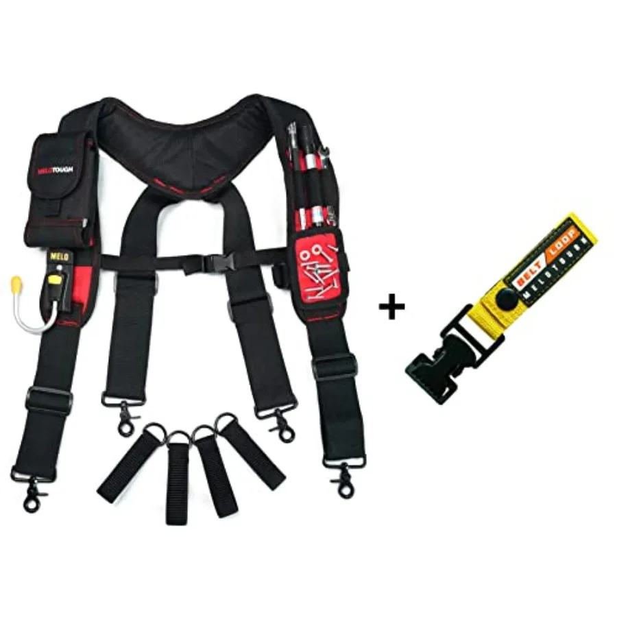 

1 PACK Magnetic Suspenders Tool Belt Suspenders + 1 PACK Work Glove Holder Webbing Gloves Quick Leash with Heavy Duty Alligator
