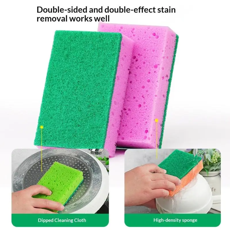 

Dishwashing Sponge Kit 10PCS/Set – Pot Scrubbers Rust & Stain Removal Tools For Kitchen Cleaning With Brush Sponge