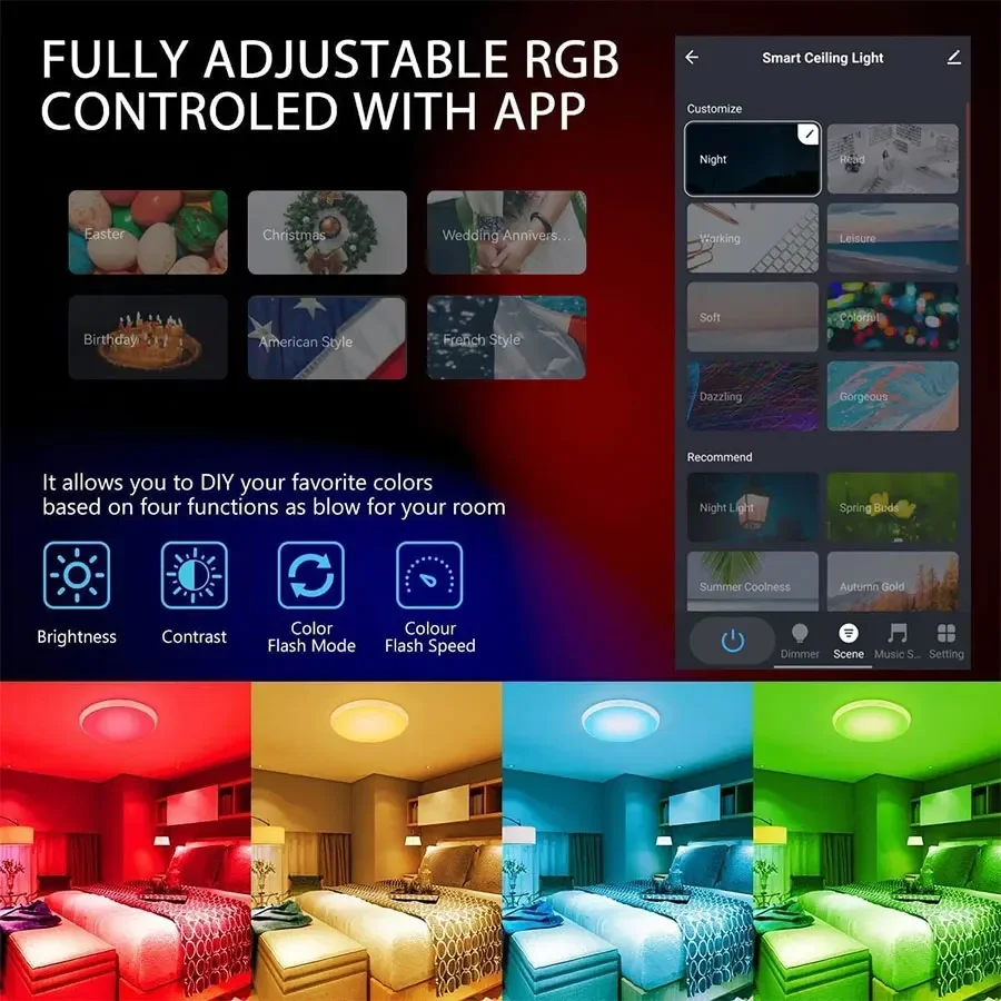 Tuya Smart WiFi BLE LED Decke Licht AC 220V 24W RGBCW Runde Decke Lampe Innen Beleuchtung APP Alexa geogle Hause Voice Control