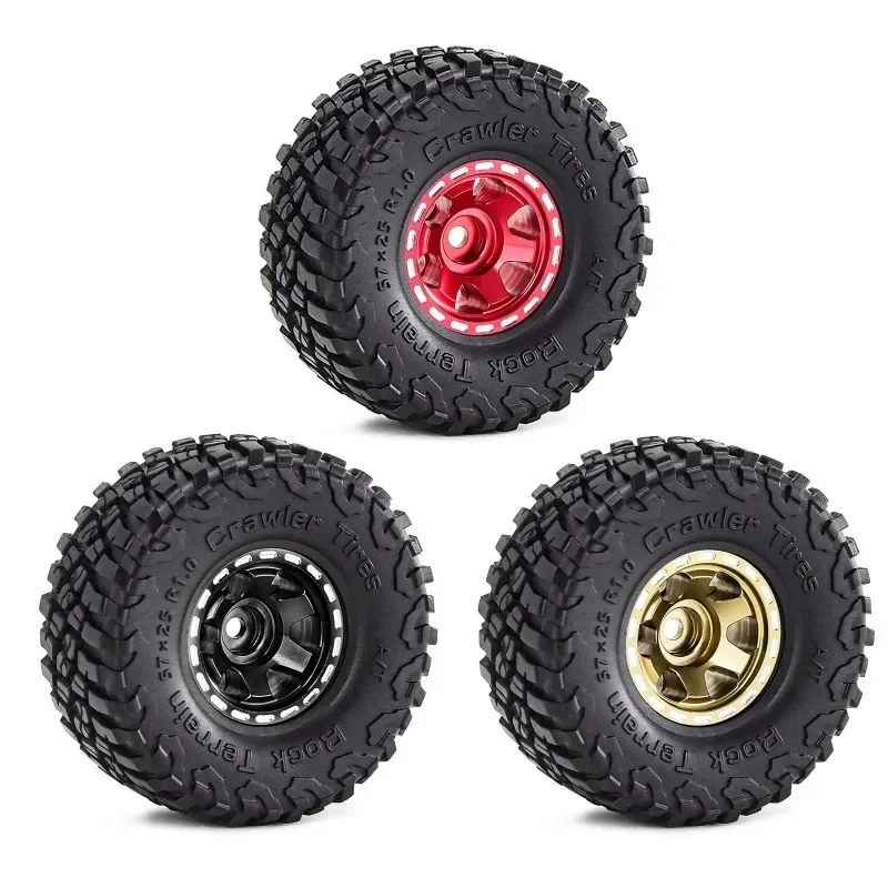 

4pcs 57mm 1.0" Metal Beadlock Wheel Tire Set For 1/18 1/24 RC Crawler Car TRX4M SCX24 AX24 FCX24 Upgrade Parts Accessories