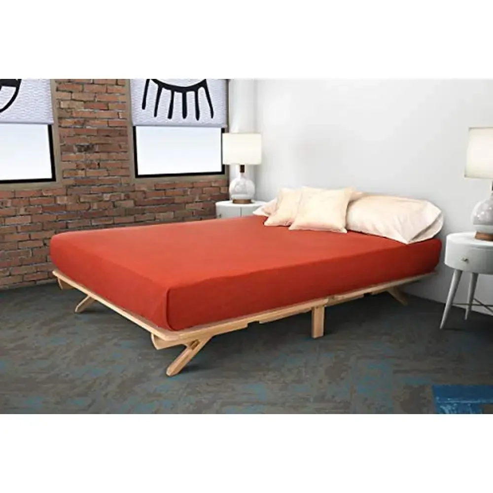 Full Size Unfinished Wood Platform Bed Frame Minimalist Design USA Made Sturdy 600lbs Capacity Easy Assembly No Box Spring