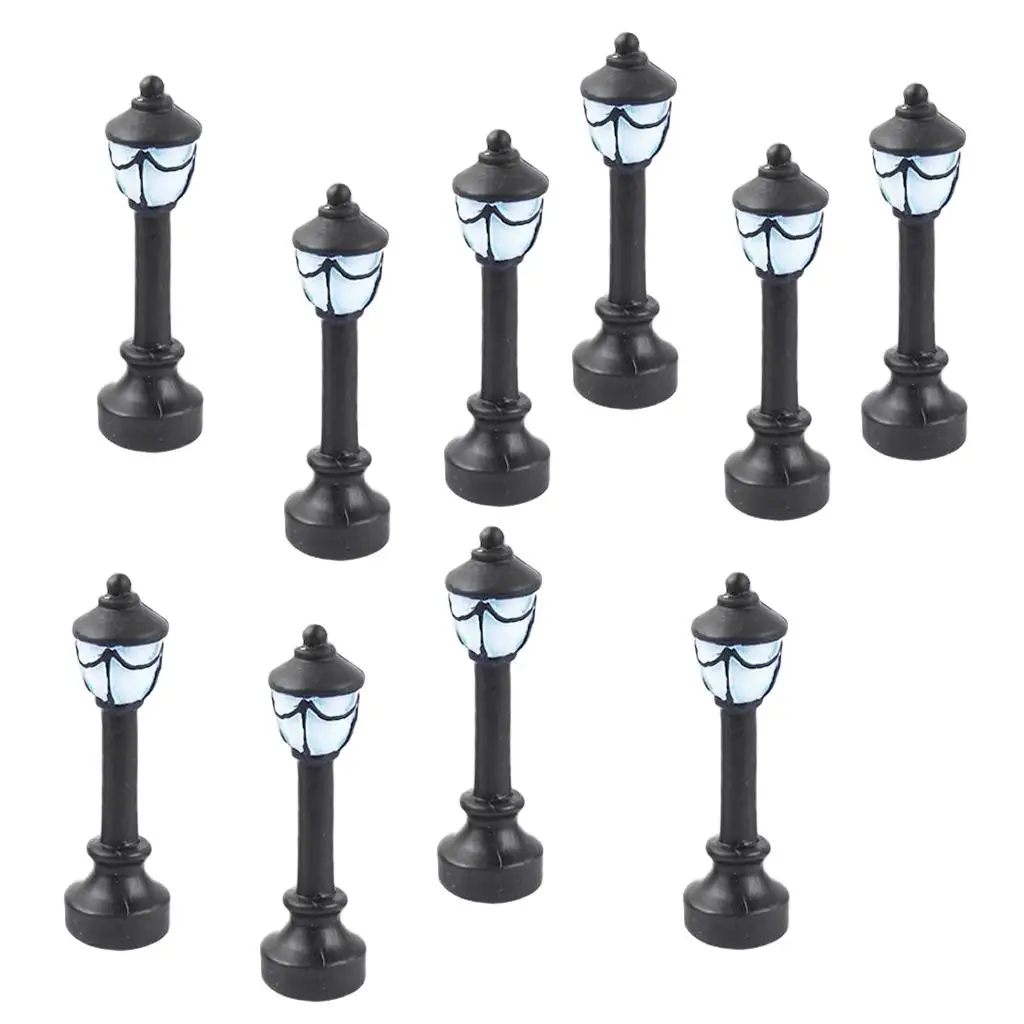 10pcs Model Street Lamp Single Round Lamp Building Model Sand Table Decor