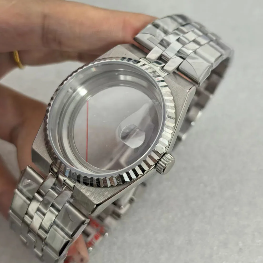 

NH35 Case 41mm, Stainless Steel Transparent Bottom Watch Case + Bracelet, for NH35 Movement Watch Shell Strap, Fit 33.8mm Dial