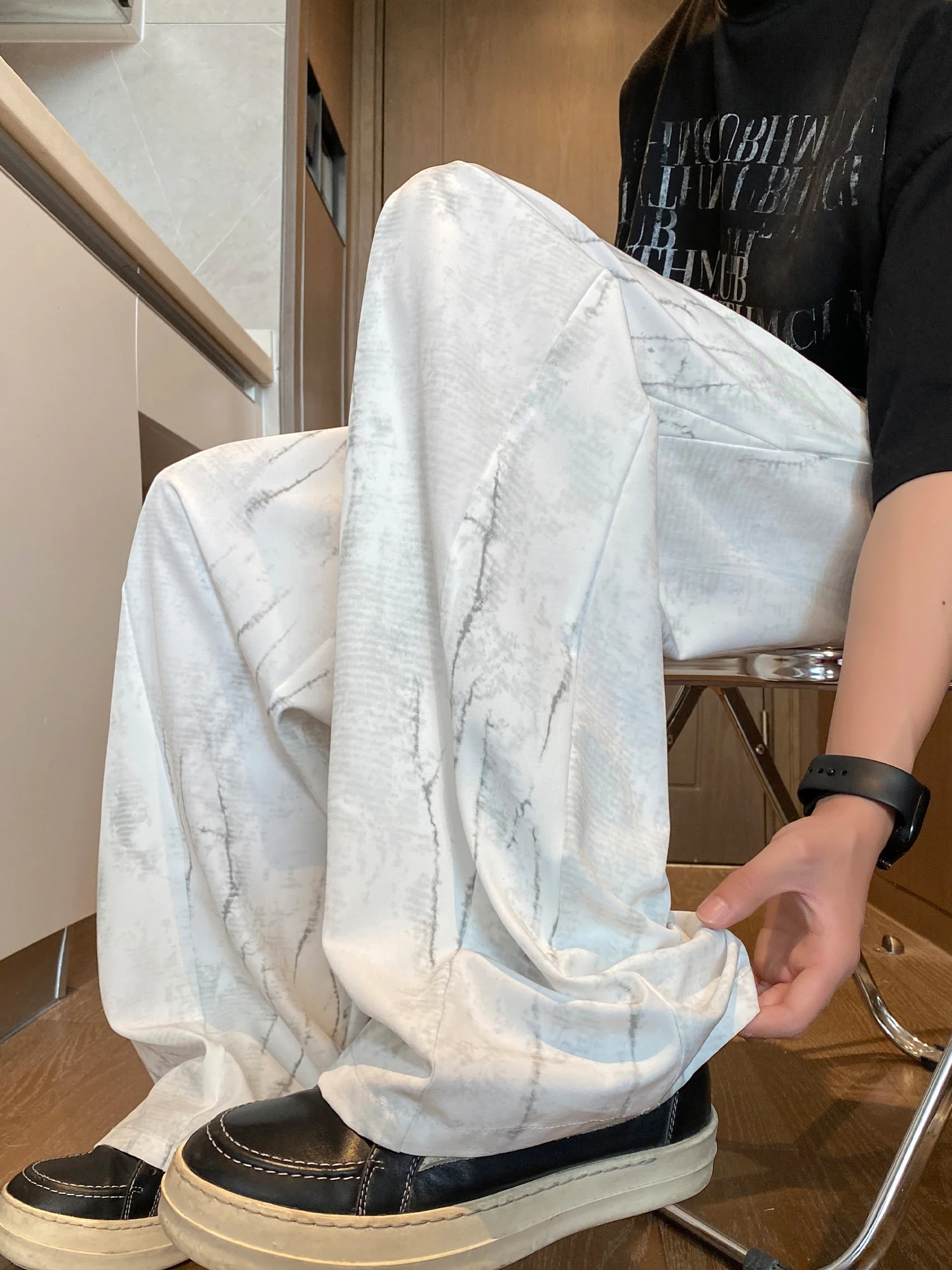 

American High Street Tie Dye Men's Spring Summer Autumn Loose Wide Leg Straight Casual Pants Faionable Casual Trousers