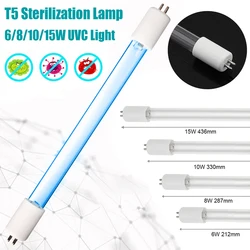 Quartz UV Sterilization Lamp 6W 8W 10W 15W T5 Tube G5/G13 Ultraviolet Filter Light with Straight Pipe Type for Air Disinfection