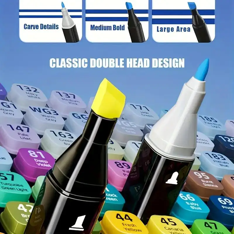 24/36/48/60/80/120 لون طرف مزدوج أقلام تلوين دائمة لرسم اللوحة رسم كاريكاتير تصميم اللوازم المدرسية