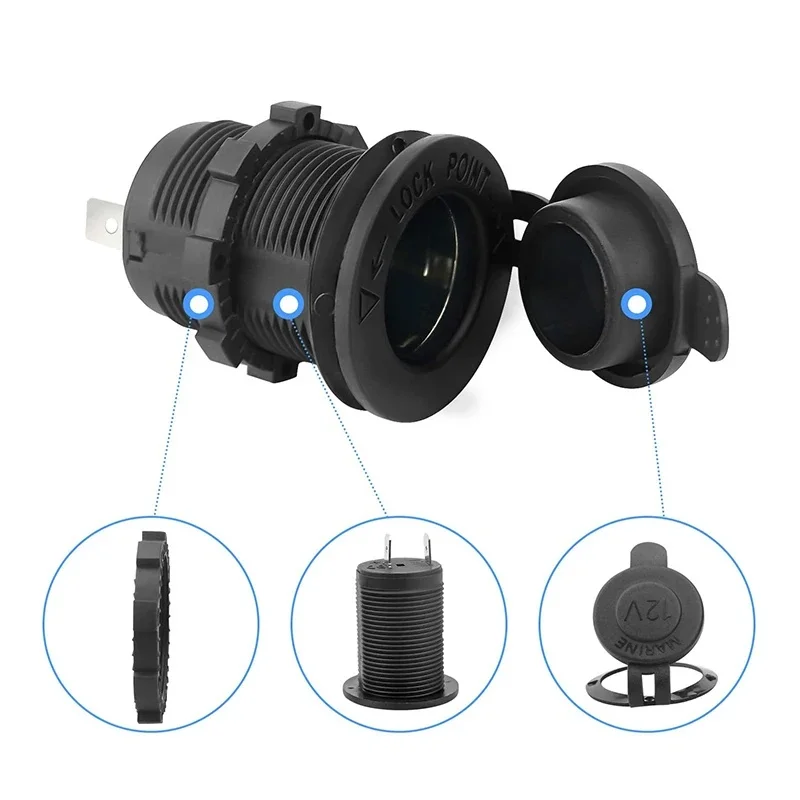 1/2/3set Cigarette Lighter Socket Car Marine Motorcycle ATV RV Lighter Socket Power Outlet Socket Receptacle Waterproof Plug