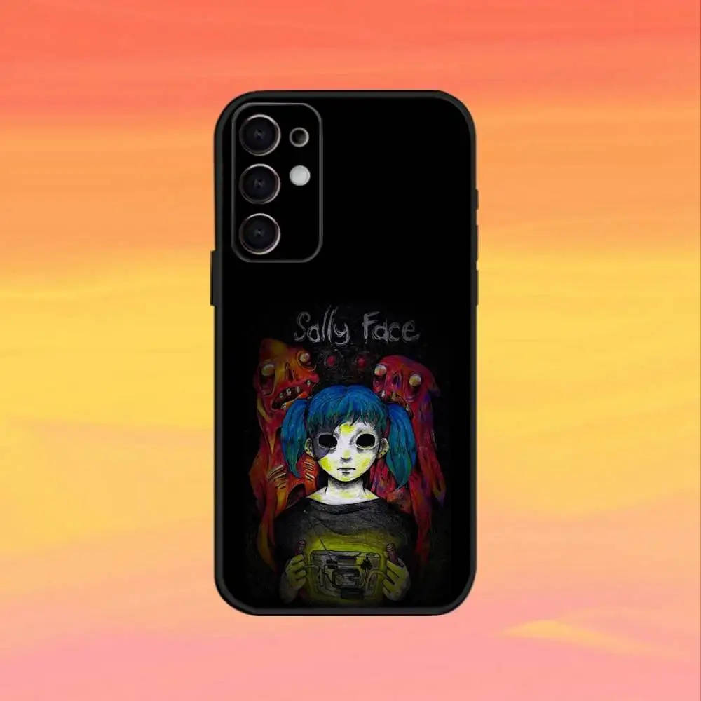 Funda de teléfono Cartoon S-Sally F-Face para Samsung S25,S24,S23,S22,S21,S20,Ultra,Plus,FE, funda suave negra