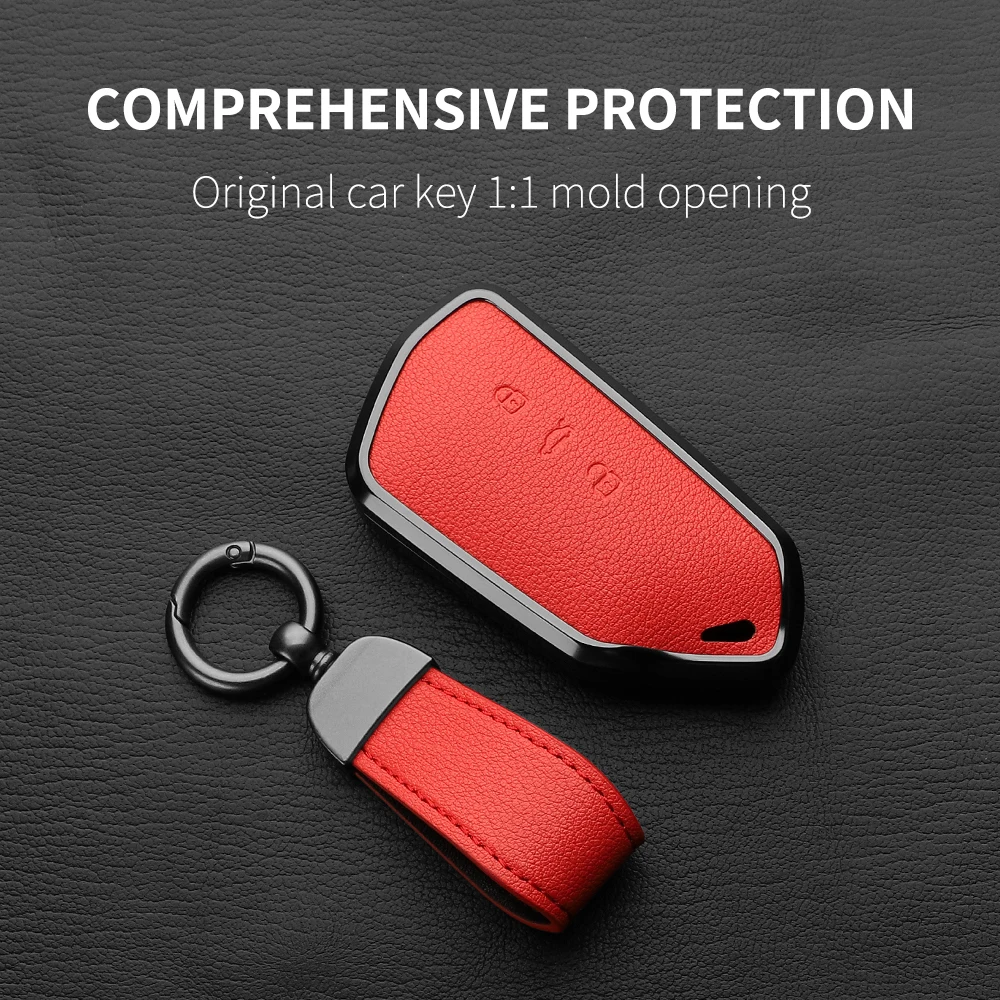 Goatskin Car Key Case Cover For Volkswagen Golf 8 MK8 ID.3 ID.4 Cupra Skoda Octavia A8 SEAT Leon MK4 2020 2021 Formentor Tarraco