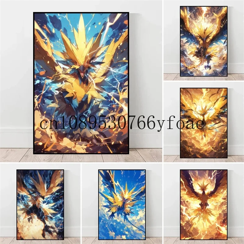

Classic Pokemon HD Canvas Painting Anime Figures Zapdos Poster Print Watercolor Wall Art Picture Modern Home Decor Kids Gifts