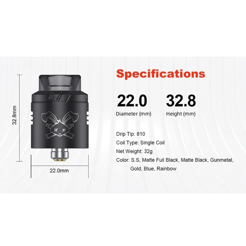 Original Hellvape Dead Rabbit Solo RDA Tank Single Coil RDA Vape Zerstäuber 22 mm Bodenzufuhr mit BF Pin DIY E-Zigaretten 810 Drip