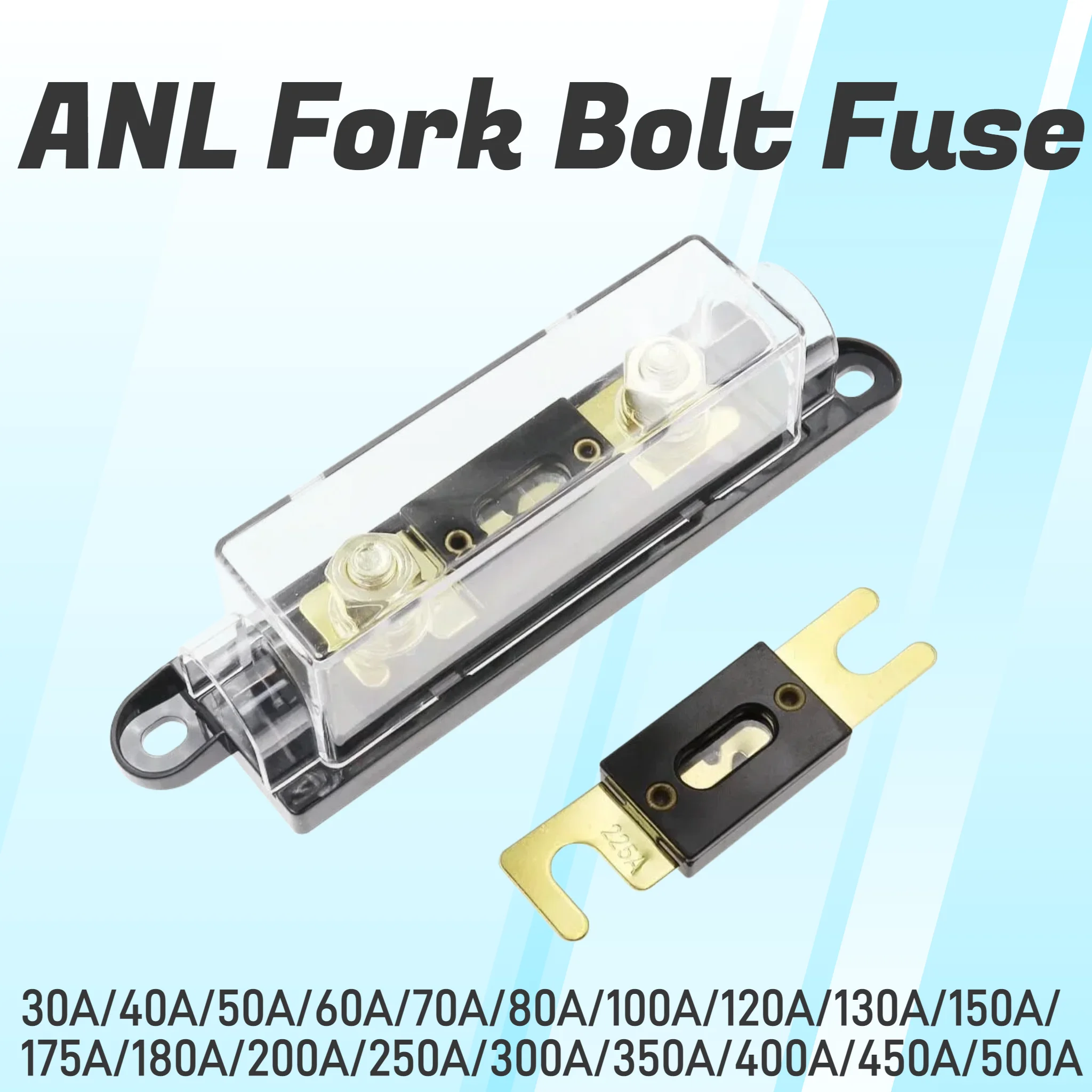ANL-Sicherungshalter, Anschraubsicherung, Kfz-Sicherungshalter, Sicherungseinsatz mit Sicherung 40A 60A 80A 100A 200A 250A 300A Sicherungen AMP