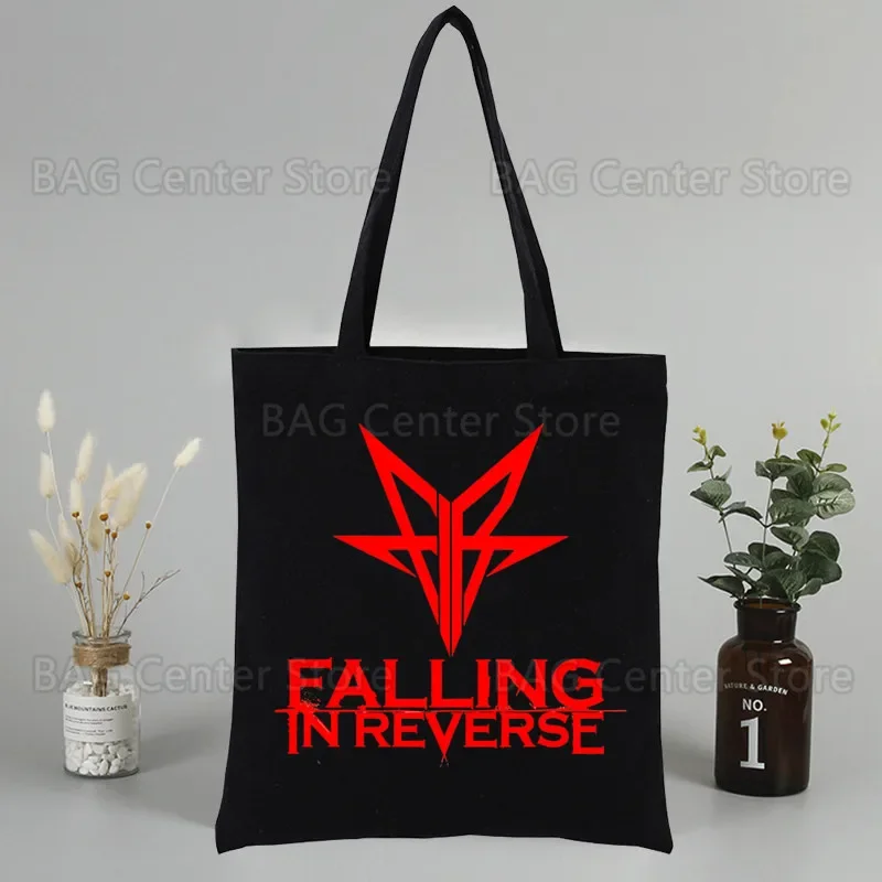 Falling in Reversve Schwarze Damen Damen faltbare Canvas Umhängetasche Canvas Eco Einkaufstasche Canvas Einkaufstasche Lässige Handtasche
