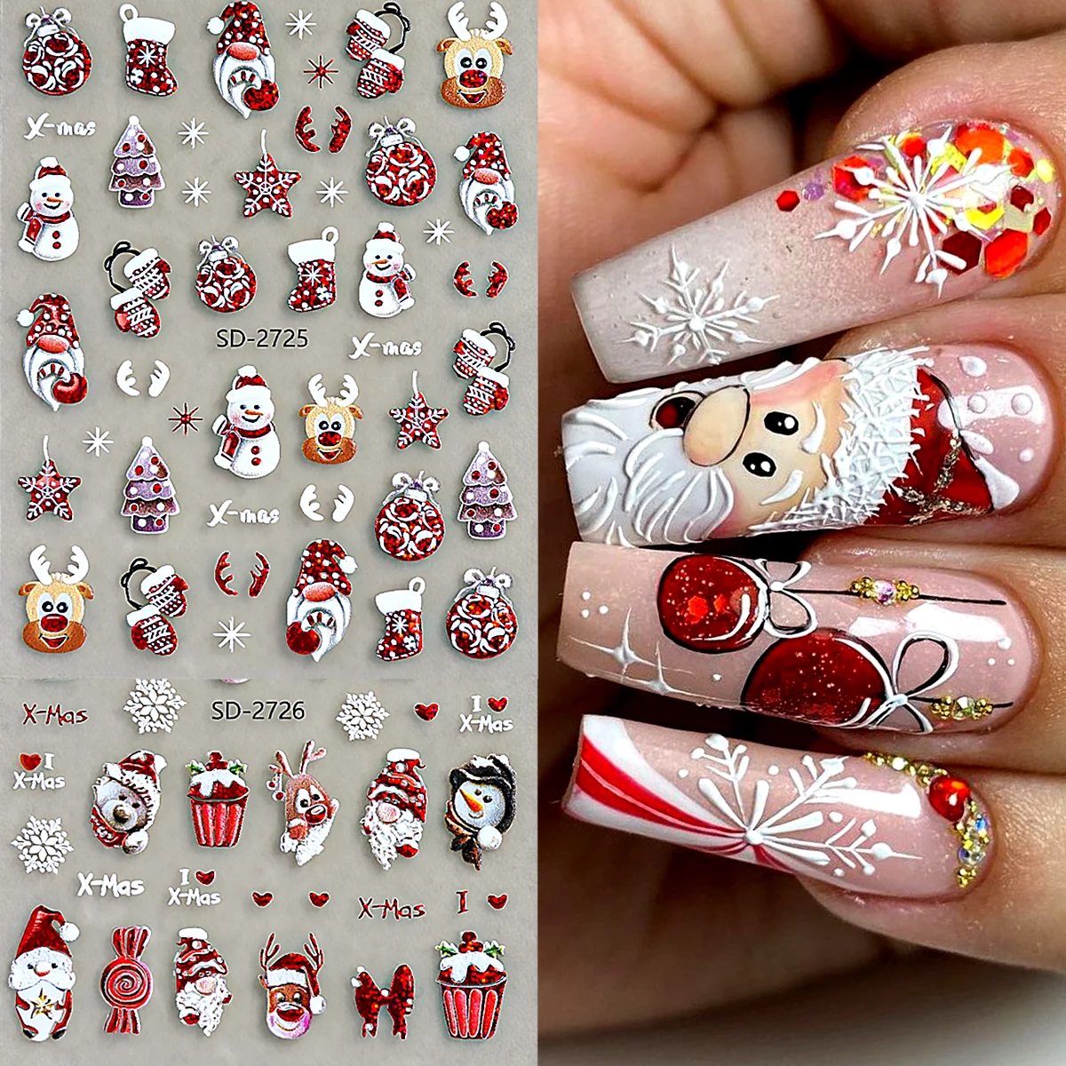 3D Christmas Nail Art Stickers - Nail Art Xmas Tree review and price
