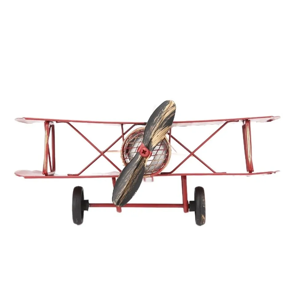 Vintage Airplane Model Ornament Metal Construction Handicraft Design Retro Metal Airplane Wrought Iron Iron Aircraft Model