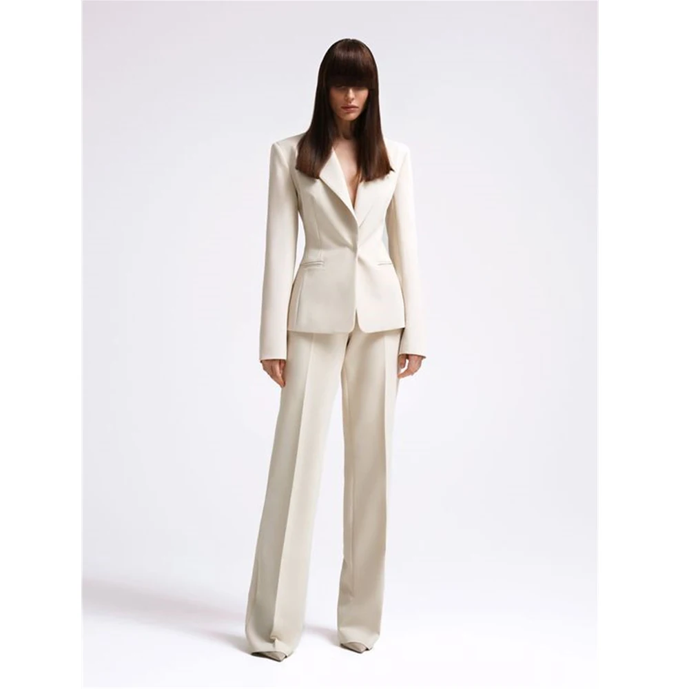 Traje elegante de 2 piezas para mujer, chaqueta de lujo de calle alta, abrigo largo de fiesta de cumpleaños/noche, Pantalones rectos, gama alta, 2 piezas