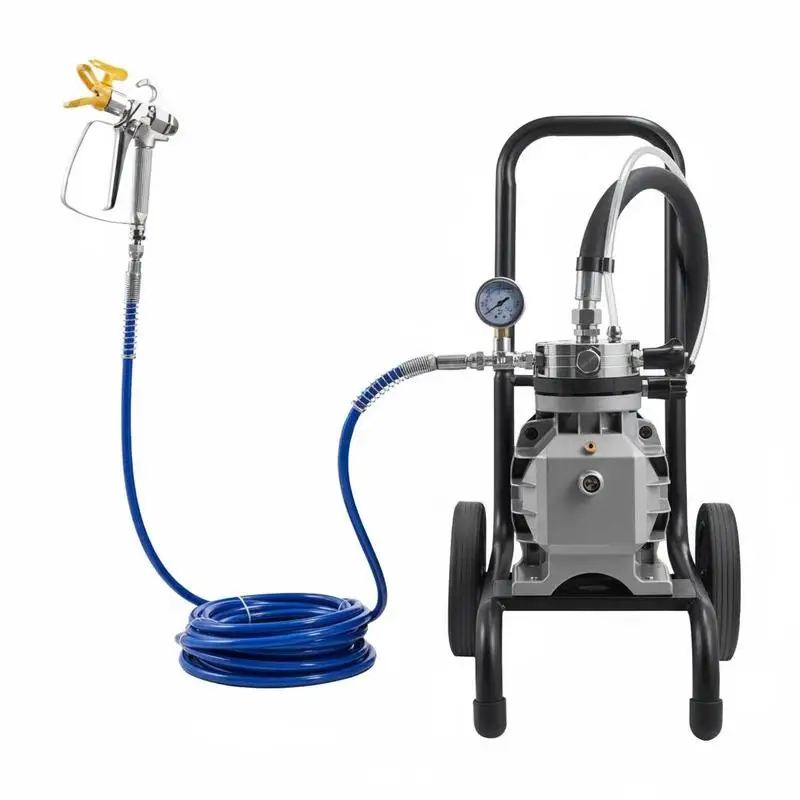 Pistolet de peinture sans air à membrane 1100 W, pulvérisateur de peinture mobile haute pression 15,17 MPa, avec tuyau haute pression de 10 m, aiguille de nettoyage et brosse, pour travaux de pulvérisation DIY intérieurs et extérieurs