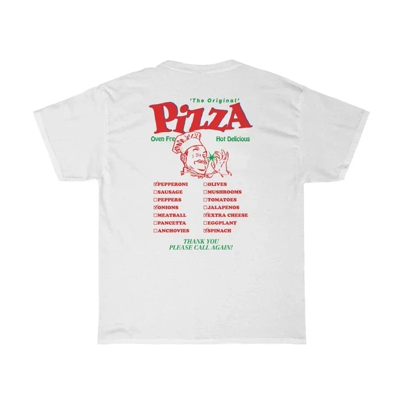 HB503-Chef Pizza Rug Print Vrouwen T-Shirts Losse Streetwear Grafische Tops Schattige Food T-Shirt Unisex Vintage Grunge Tees Kleding