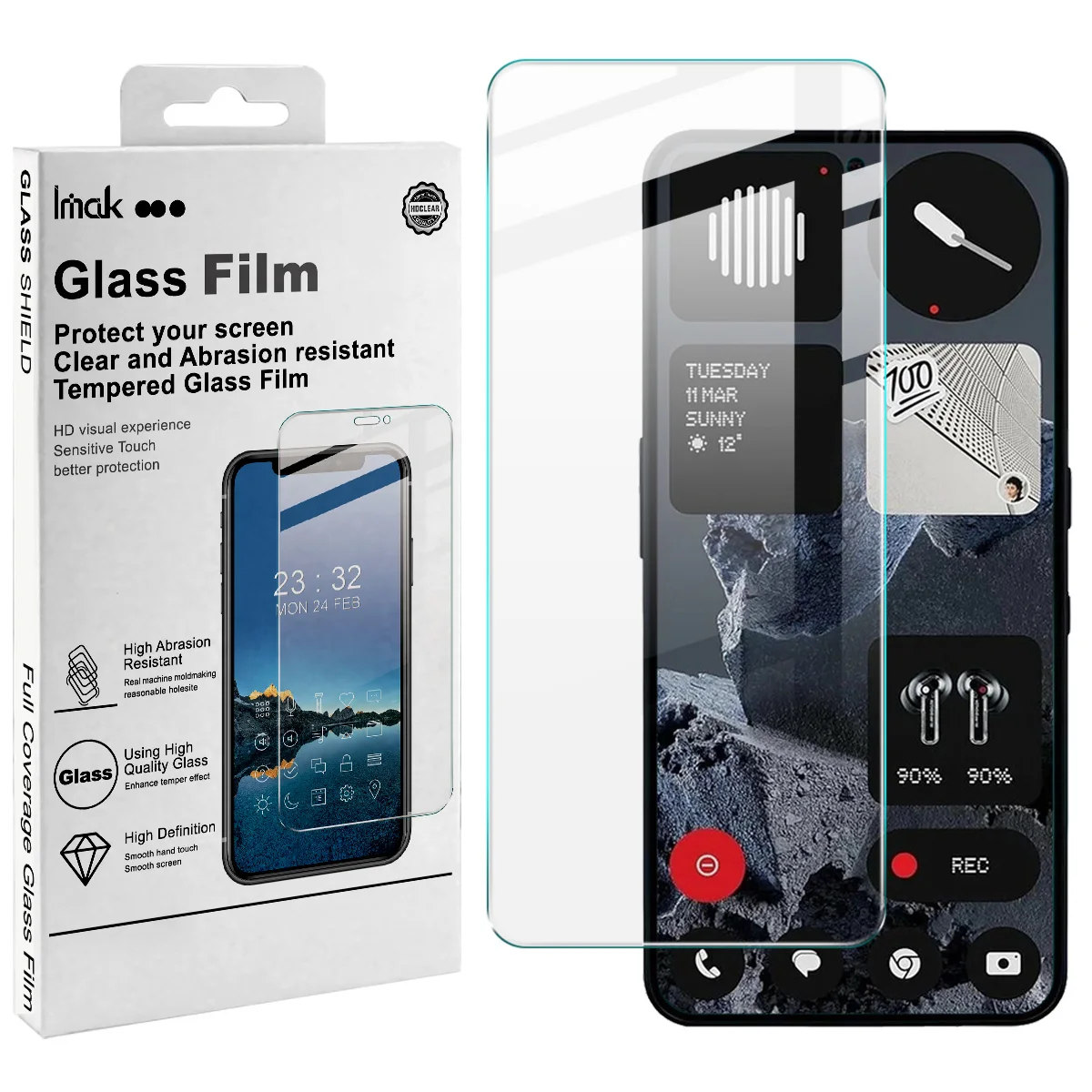 IMAK H Tempered Glass for Nothing Phone 3a Lite 5G Screen Protector Film Support Fingerprint