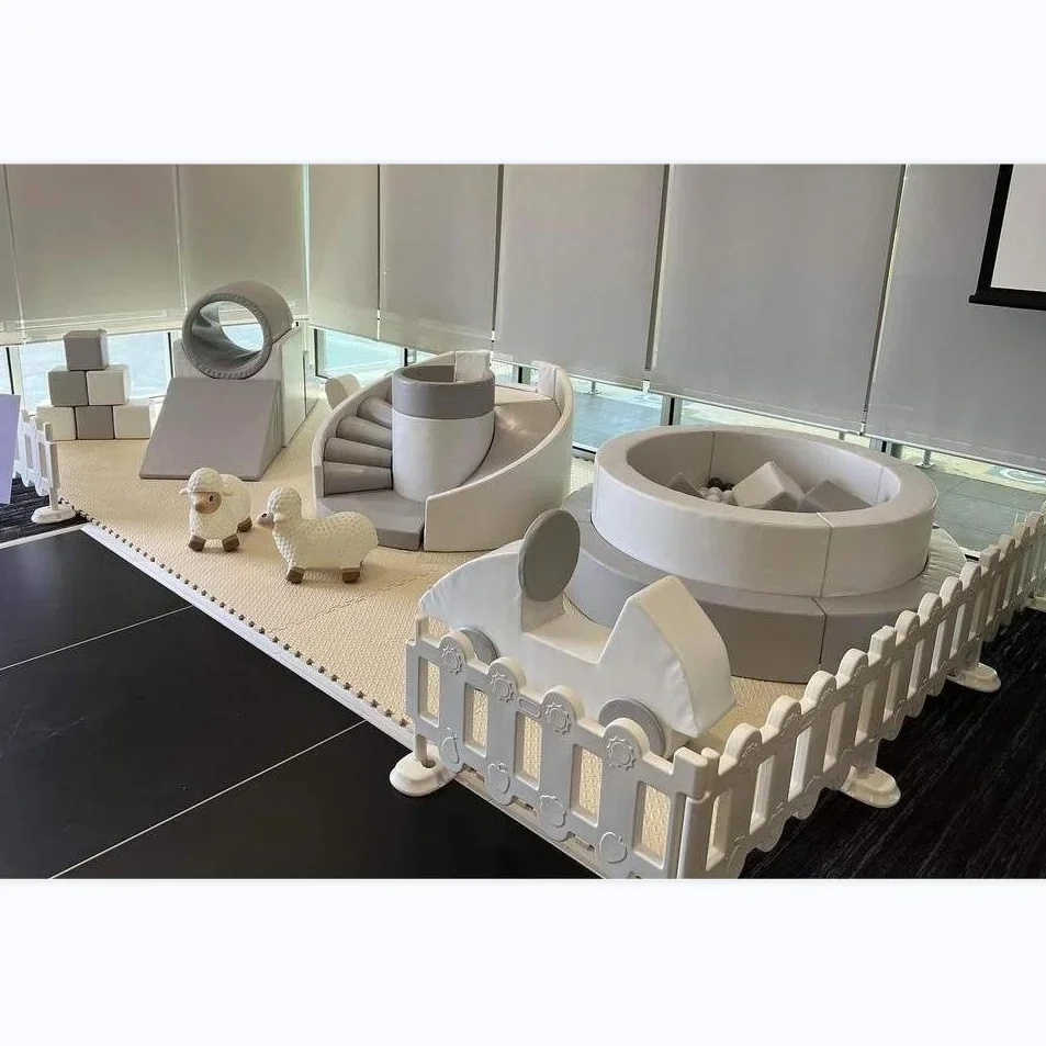 

Hot sale children soft play package ball pit white and gray toddler indoor kids play area toys