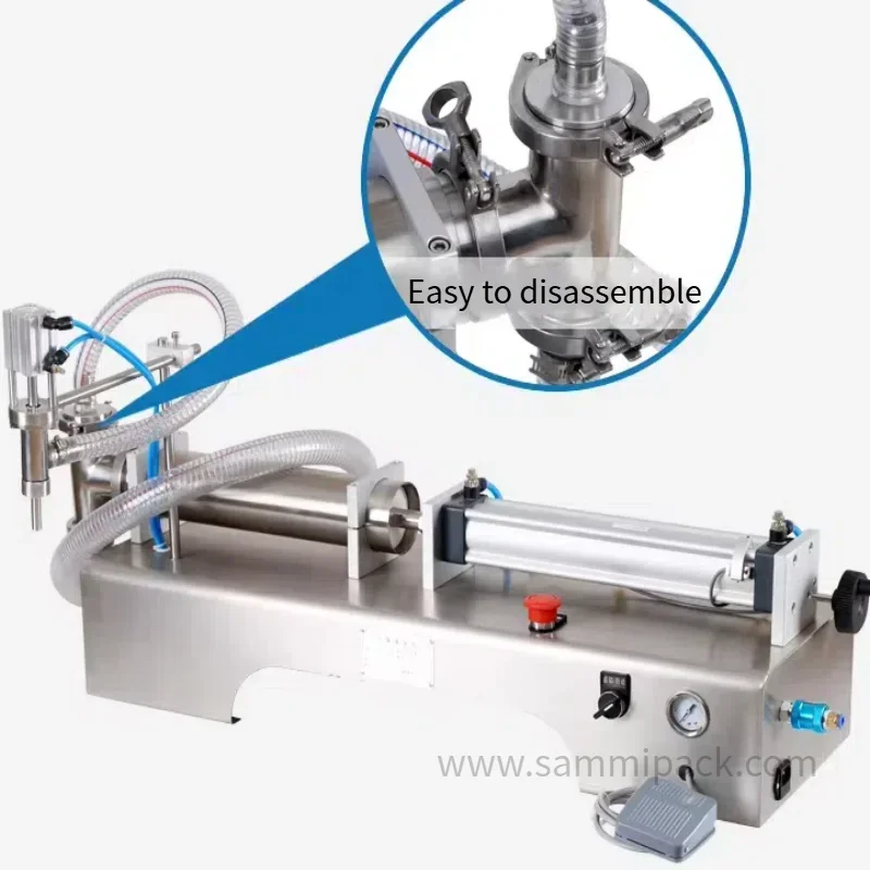 Riempitrice e rifornimento di liquidi per bottiglie a testa singola a pistone semiautomatico Riempitrice elettrica pneumatica per succhi di profumo liquido