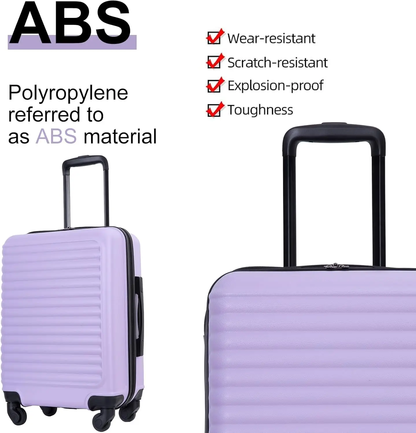 Leve Hardside Mala com rodas Spinner, bagagem de bagagem, lavanda 2"