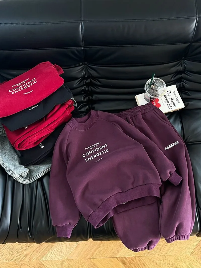 RAISE Winter-Set für Teenager-Jungen, 2-teiliges Kleidungsset, Sweatshirt mit Buchstabenmuster und Fleece-Unterhose, warmes, dickes Kinder-Outfit für Jungen. – Detail 9