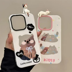 Cute 3D Doll Kitten Puppy Clear Soft Case For Realme C65 C67 C53 C55 C63 C12 C61 C51 C11 12Lite 12 10 9 11 7i 5i 6i C25 C20 C21