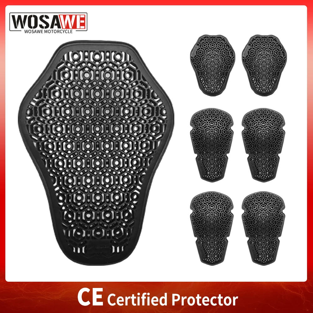WOSAWE Motorcycle Armor CE Certified Jacket Insert Back Protector Shoulder Elbow Knee Pads Motorcross Racing Safety Equipment