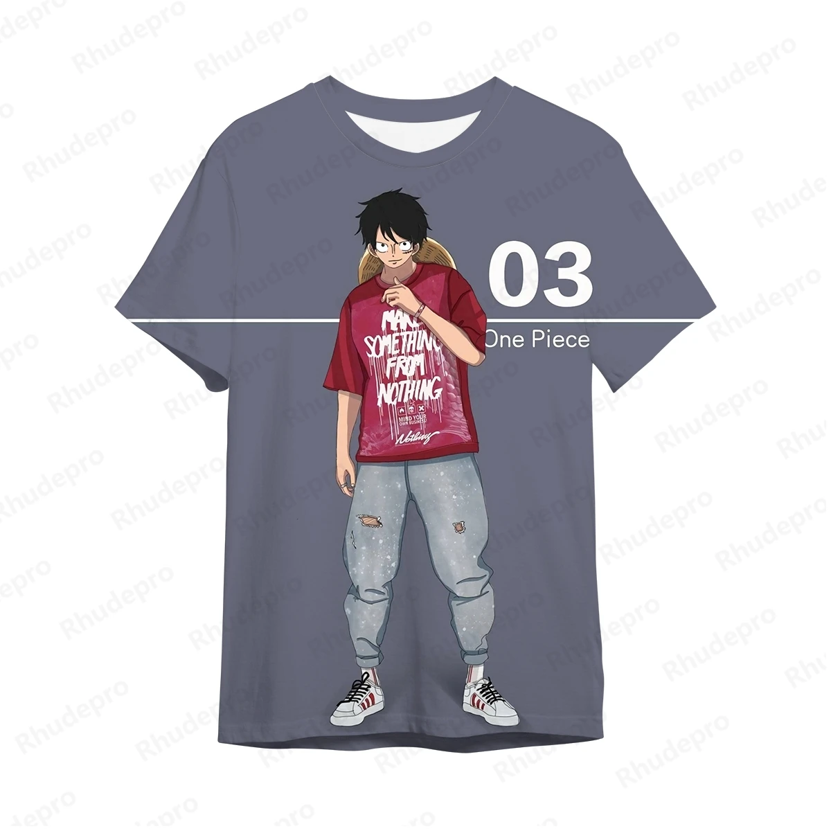 Monkey D., 2024 Luffy 3D impressão Anime T-shirt para homens e mulheres, grande Street Top infantil, Cosplay, verão, novo, 1 peça