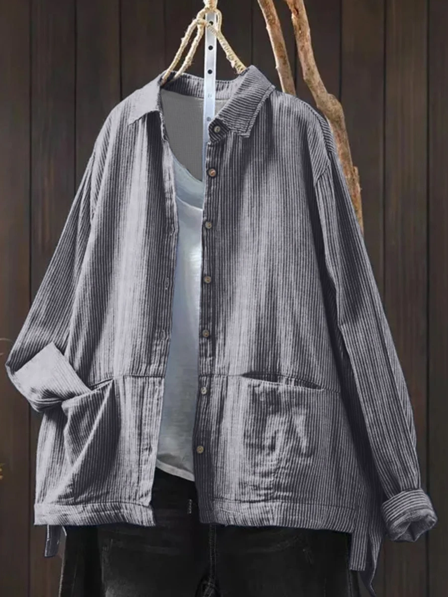 Kemeja Wanita Vintage Bergaris - Embellish Knit ulasan dan harga