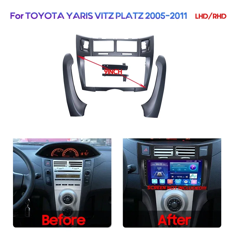 For Toyota Yaris Vitz Platz 2005 - 2012 9inch Car Radio Android Stereo audio screen multimedia video player cable Harness frame