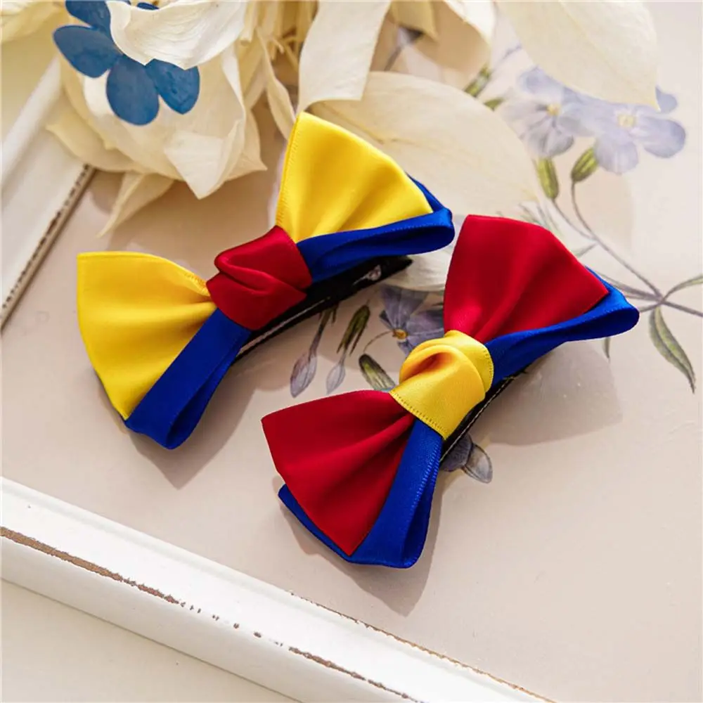 Lovely Cute Gift Blue Yellow Red Princess Bow Ribbon Satin Ribbon Barrette Hairpins Korean Style Bow Hair Clips