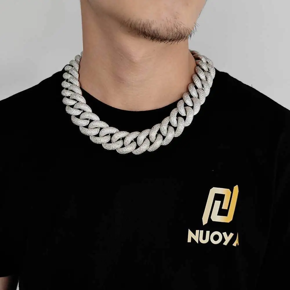 Hip Hop 25mm Full Diamond Bubble Cuban Chain Fashion Brand Zircon Men's Necklace Coarse Jewelry