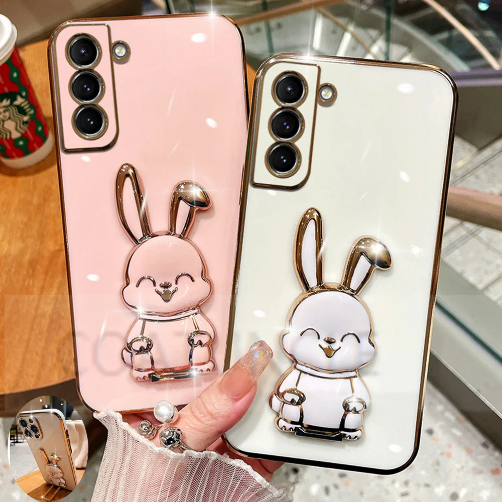 Cute Rabbit Holder Phone Bracket Case on For Xiaomi 13 Lite Mi Poco C55 C50 C40 M4 M5 M3 F4 F3 X4 F2 X3 GT Pro NFC Plating Cover