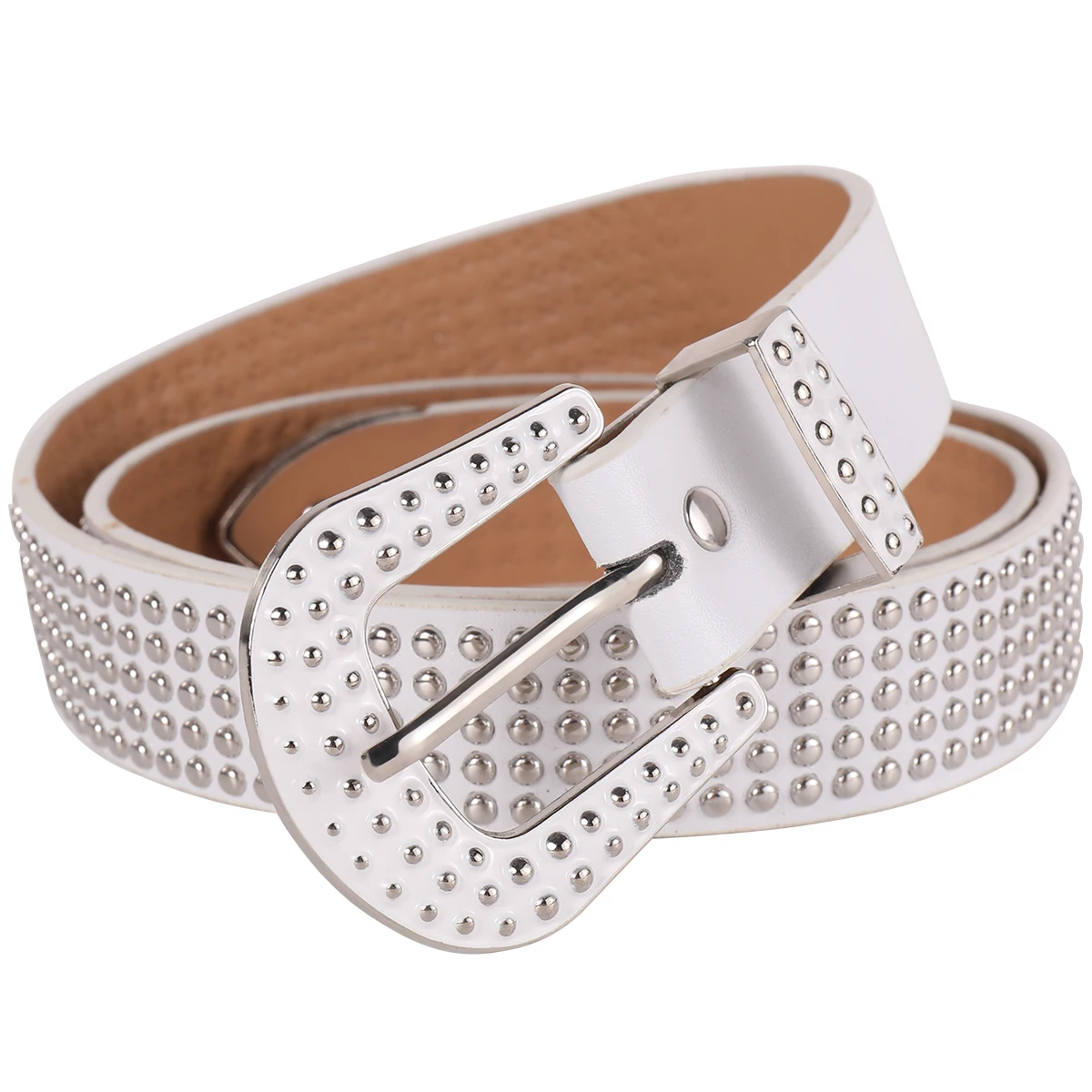 حزام نسائي مرصع بالفضة، نمط شارع عصري، مقترن بالجينز، حزام على طراز الهيب هوب الشرير مناسب للمناسبات المختلفة #4