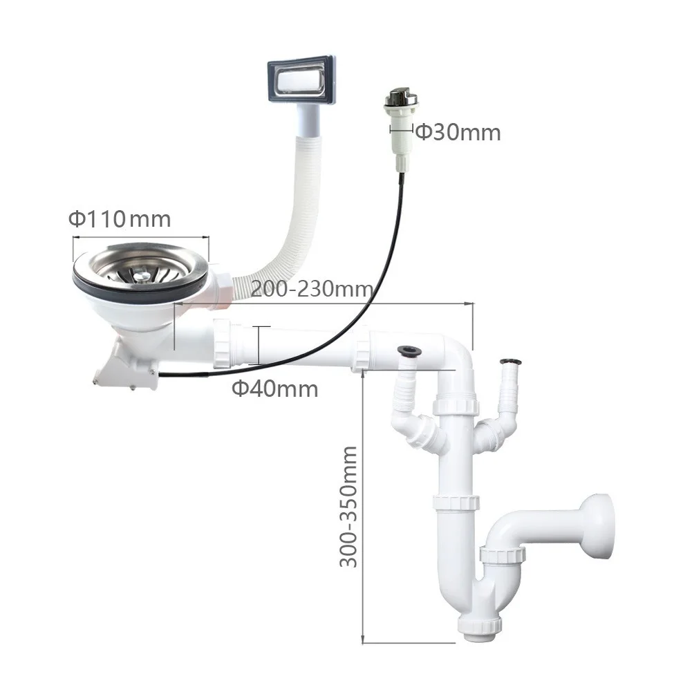 110mm Stainless Steel Single Basin Drain System with Wall Mount Hardware Rear Drain Layout and Easy Install Design