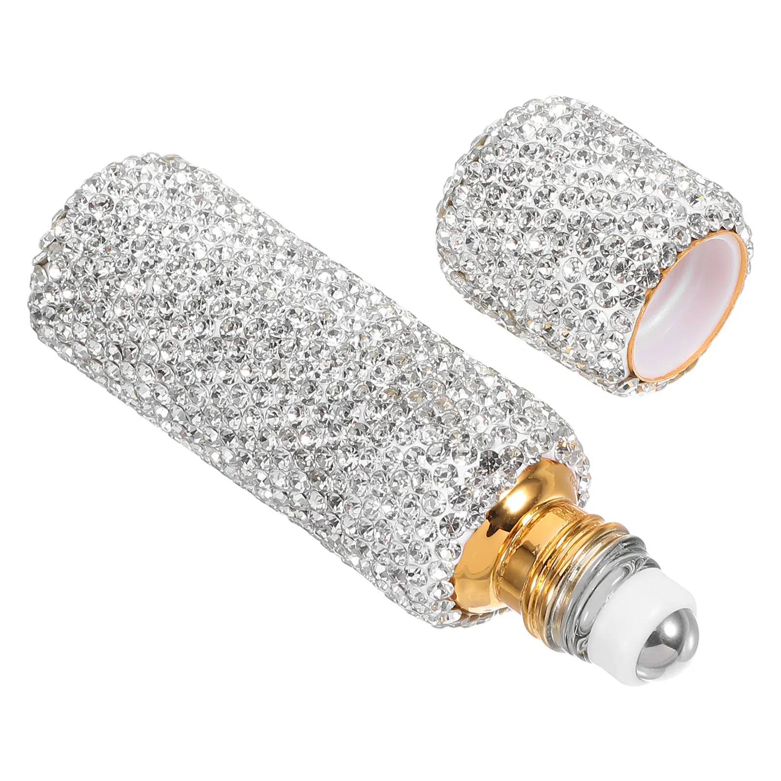 زجاجة زيت عطري دوارة مرصعة بالألماس من حجر الراين، صغيرة قابلة لإعادة الملء، محمولة للحماية من الأشعة فوق البنفسجية، حجم السفر، قارورة فارغة للنساء #6