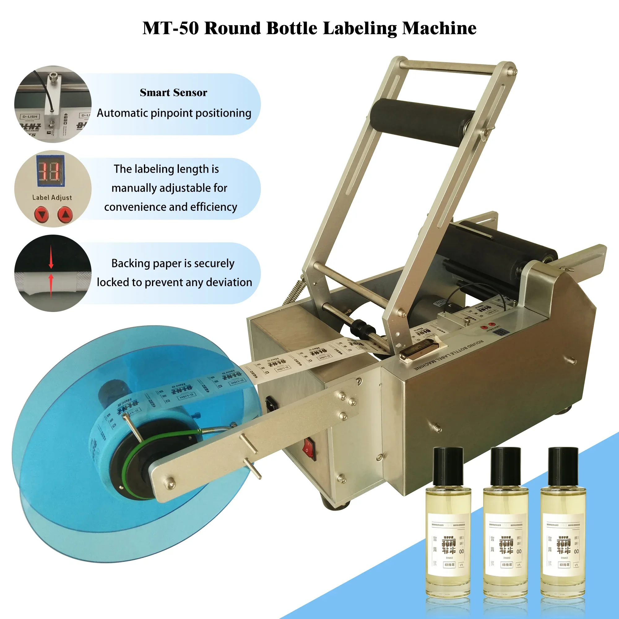 Factory Price Electric Semi-Automatic Round Bottle Labeling Machine for Glass Paper Metal Wood Packaging Core Motor Component