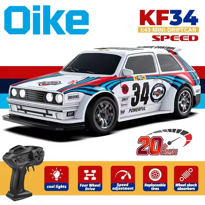 Oike 4WD 1/43 Mini RC Drift Car 2.4G Hobby Grade Remote Control Cars RTR Model Vehicle 20KM/H High Speed for Hobbyists Kid Adult