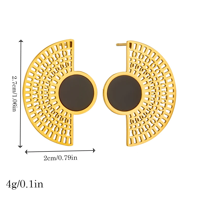 DIEYURO 316L Stainless Steel Vintage Scalloped Stud Earrings For Women Girl Fashion New Ear Jewelry Lady Gift Party сережки