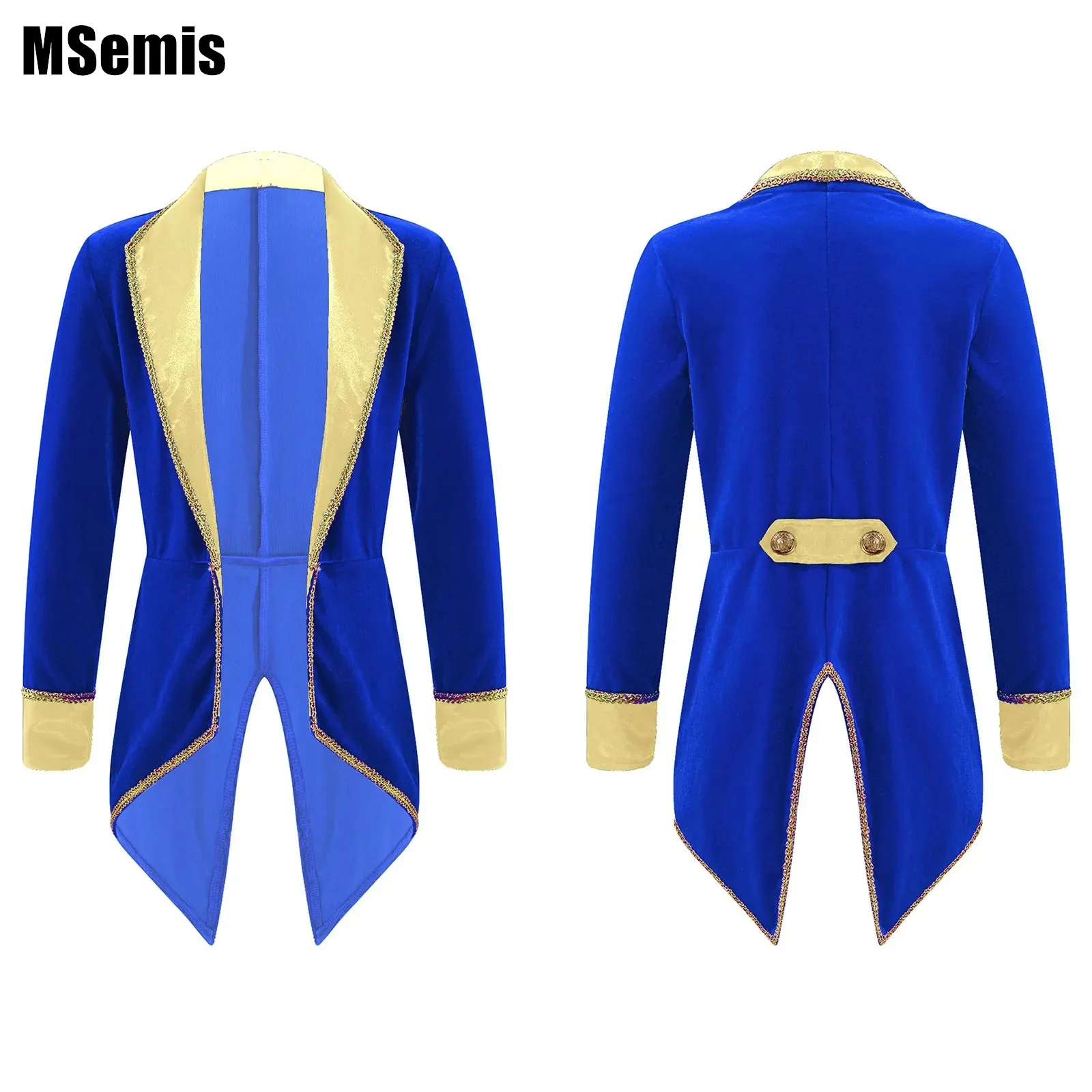 

Kids Girls Showman Costume Set Lapel Collar Long Sleeves Tuxedo Coat for Role Play Party Performance