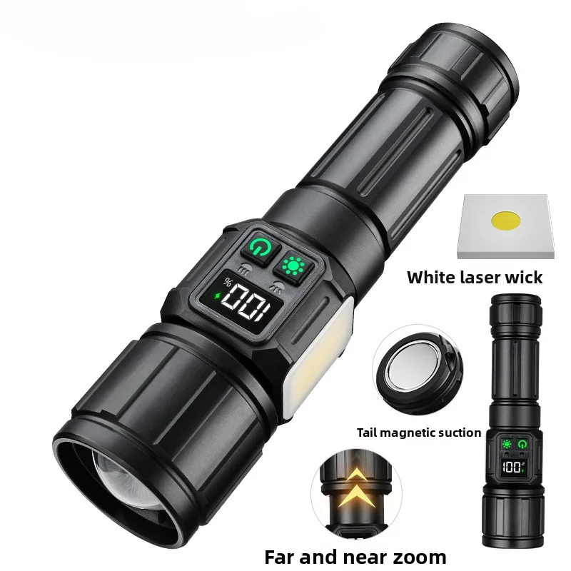 

Flashlight white laser strong light Type-C charging screen display strong magnetic COB side light dual switch