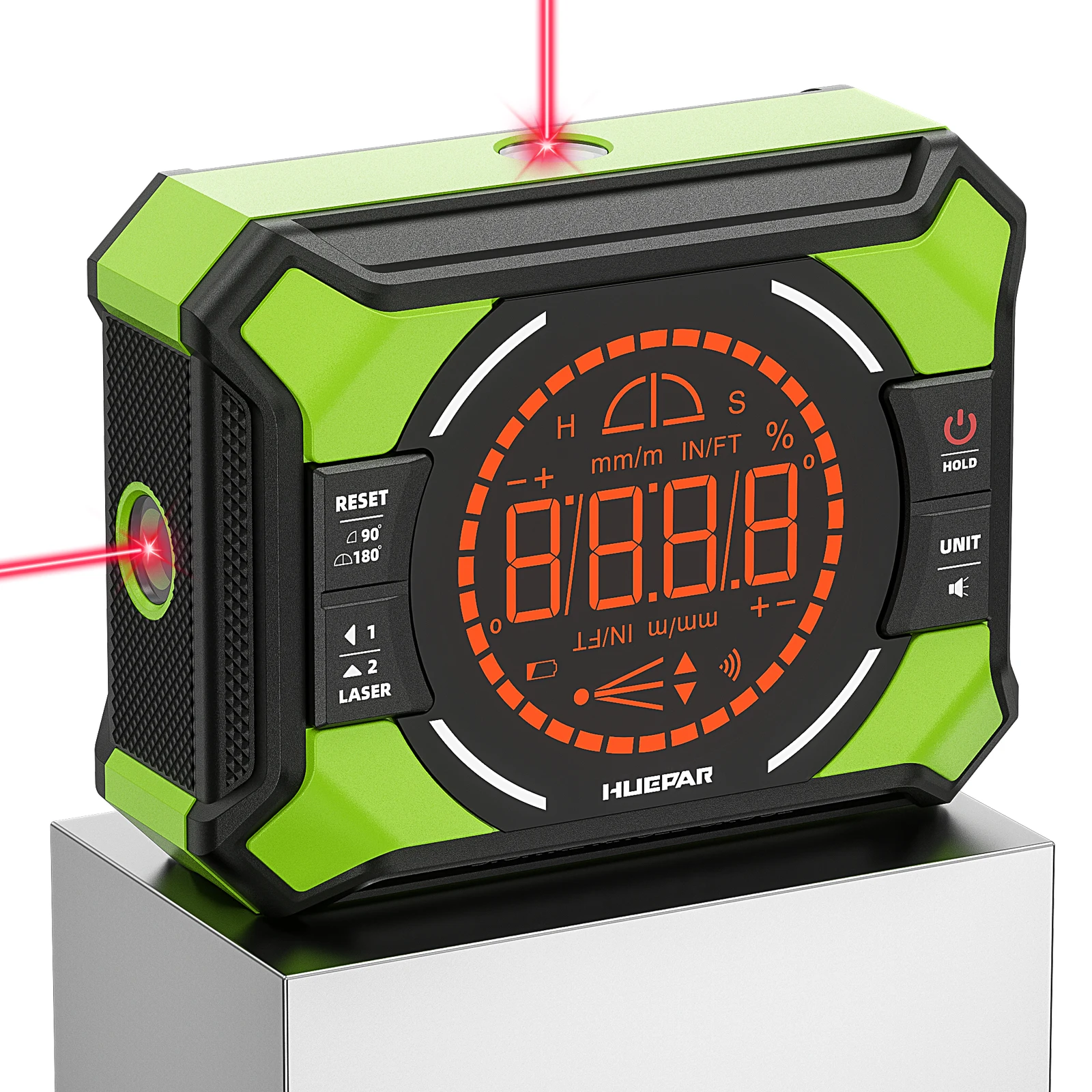 

Huepar Laser Level with Digital Angle Gauge 3-in-1 Electronic Table Saw Angle Finder Protractor Inclinometer Woodworking Tools