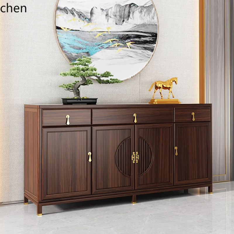 

Боковой шкаф CP из цельного дерева для хранения в гостиной, современное простое хранилище для дома, столовой, черного дерева