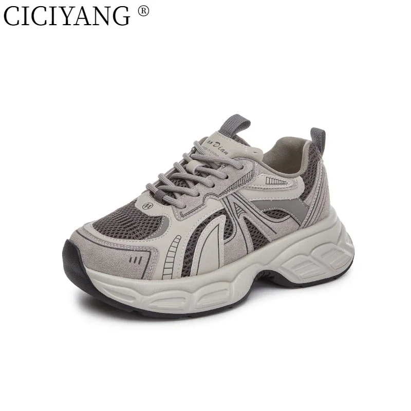 CICIYANG Women's Sneakers 2025 Spring New Casual Running Shoes Thick-soled Female Sports Shoes Ventilate Non-slip Girl Dad Shoes