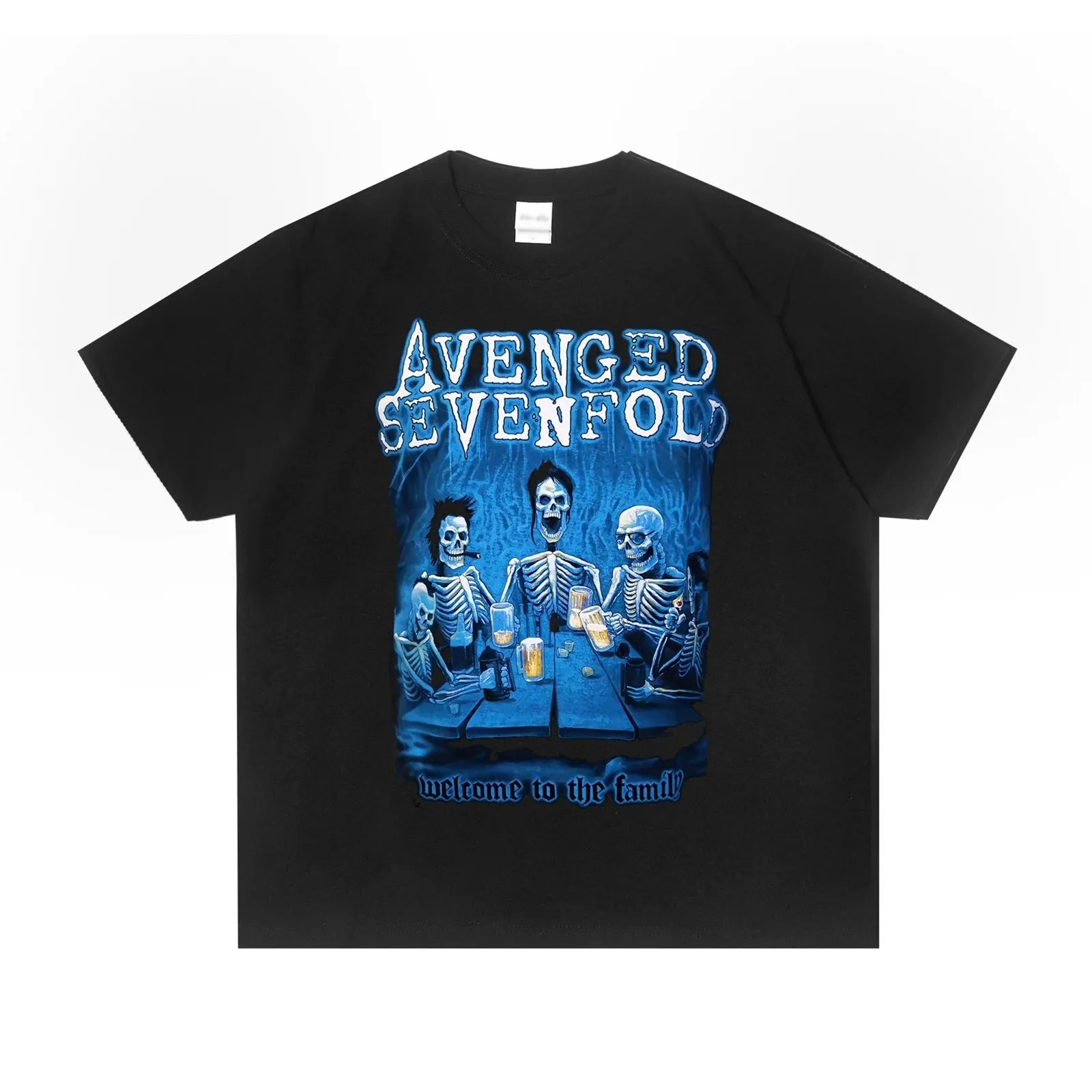 

ex 2025 Ad Sevenfold Ro Print T-irt round Ne ort Sve Casual Top for Men And Women