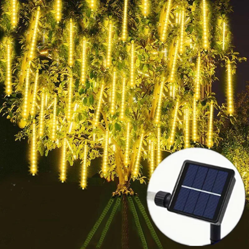 

Solar Meteor Shower String Lights 8 Tubes LED Christmas Lights Holiday Lighting Outdoor Street Tree Wedding Garden Decoration